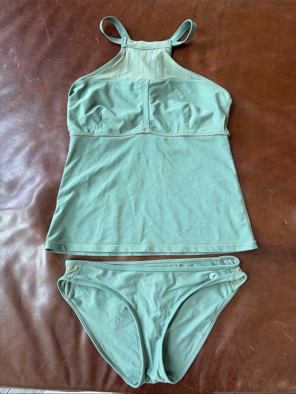 oiselle Sage Green Two-Piece Tankini Swim Set